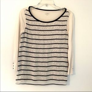 LOFT Cream and Black Layered Top